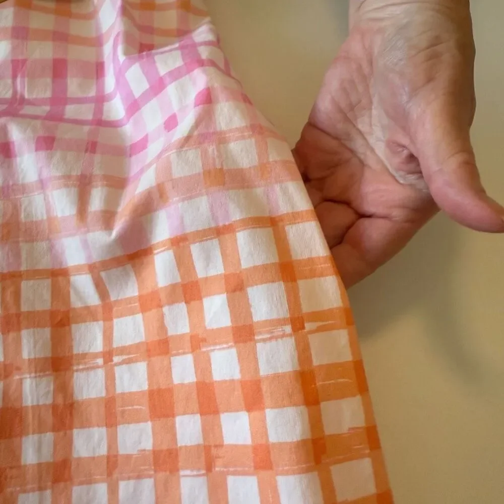 Scoop Bow Back Pastel Plaid Midi Dress Size 22 Soft Girl, Coastal